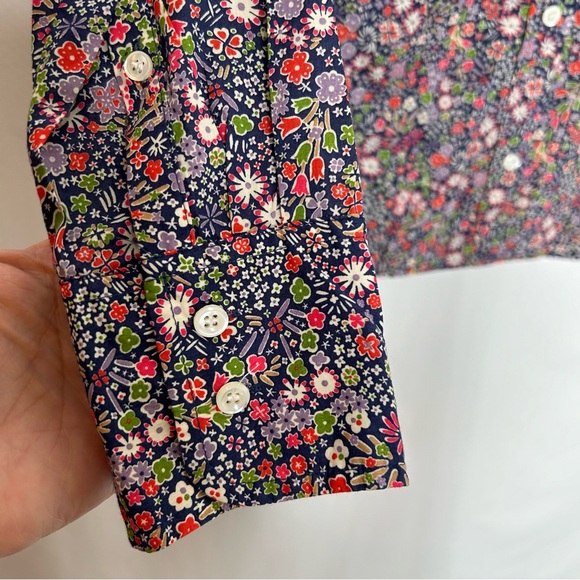 J Crew Liberty art Fabric button up blouse long sleeves size 2 multi - Picture 3 of 6